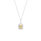 Asfour Crystal Chain Necklace With Yellow Emerald Cut Pendant In 925 Sterling Silver-ND0448-Y
